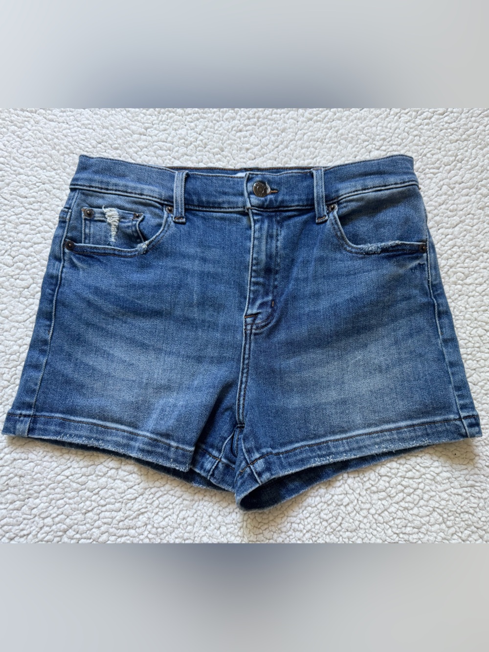Pistola Medium Blue Denim High-Rise Jean Shorts